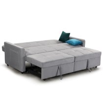 Elegances Plush Velvet Sofa Bed In Grey