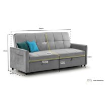 Elegances Plush Velvet Sofa Bed In Grey