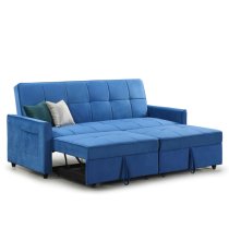 Elegances Plush Velvet Sofa Bed In Blue