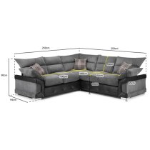 Logion Fabric Large Corner Sofa In Black And Grey