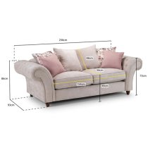 Rima Fabric 3 Seater Sofa In Beige