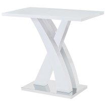 Axara White High Gloss Bar Table With 4 Ritz Teal White Stools