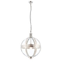 Vienna 410mm Clear Glass Pendant Light In Bright Nickel