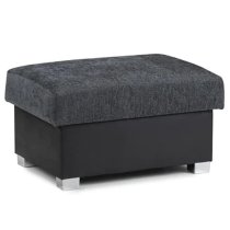 Sharon Fabric Foot Stool In Black And Grey