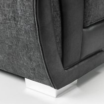 Sharon Fabric Foot Stool In Black And Grey