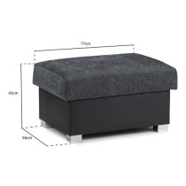 Sharon Fabric Foot Stool In Black And Grey