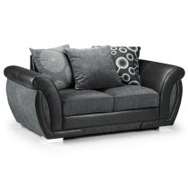 Sharon Fabric 3+2 Seater Sofa Set In Black And Grey