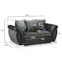 Sharon Fabric 3+2 Seater Sofa Set In Black And Grey