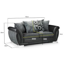 Sharon Fabric 3+2 Seater Sofa Set In Black And Grey