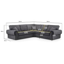 Walcott Fabric Corner Sofa Large In Grey