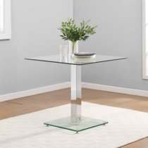 Hartley Clear Glass Dining Table With 4 Ravenna Grey Chairs