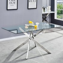 Daytona Rectangular Glass Dining Table With 4 Opal Teal Chairs