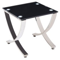 Vienna Black Glass Nest Of 2 Tables With Angular Stainless Legs