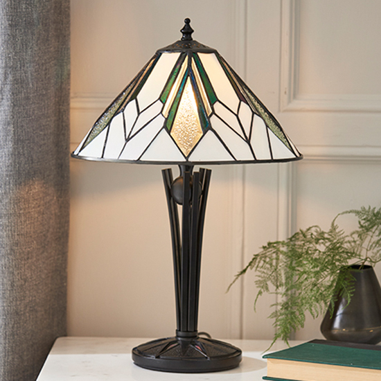 Astoria Small Tiffany Glass Table Lamp In Black