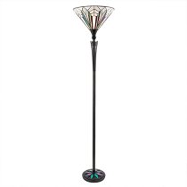 Astoria Tiffany Glass Uplighter Floor Lamp In Black