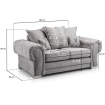 Verna Scatterback Fabric 2 Seater Sofa In Grey