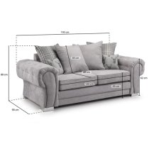 Verna Scatterback Fabric 3 Seater Sofa In Grey