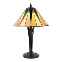 Dark Star Small Tiffany Glass Table Lamp In Matt Black