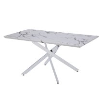 Deltino Diva Marble Effect Dining Table With 4 Opal Grey Chairs