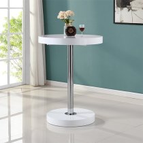 Havana White High Gloss Bar Table With 4 Candid Teal Stools