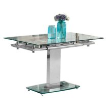 Enke Extending Glass Dining Table With 4 Demi Z Grey Chairs