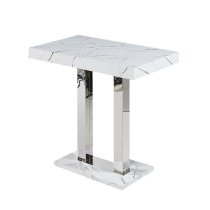 Caprice Vida Marble Effect Gloss Bar Table 4 Candid White Stools