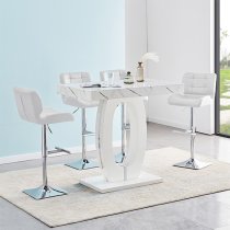 Halo Vida Marble Effect Bar Table With 4 Candid White Stools