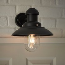 Hereford Classic Clear Glass Shade Wall Light In Matt Black