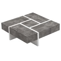 Nova Square Storage Coffee Table In Concrete Effect And White