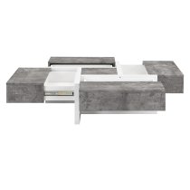 Nova Square Storage Coffee Table In Concrete Effect And White