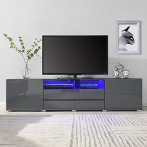 Genie Wide High Gloss TV Stand In Grey With LED Lighting