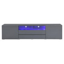 Genie Wide High Gloss TV Stand In Grey With LED Lighting