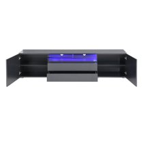 Genie Wide High Gloss TV Stand In Grey With LED Lighting