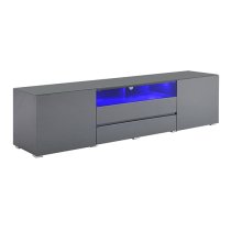 Genie Wide High Gloss TV Stand In Grey With LED Lighting