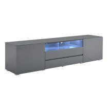 Genie Wide High Gloss TV Stand In Grey With LED Lighting