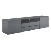 Genie Wide High Gloss TV Stand In Grey With LED Lighting