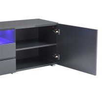 Genie Wide High Gloss TV Stand In Grey With LED Lighting