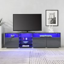 Prieto High Gloss TV Stand Sideboard In Grey With LED Lights