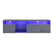 Prieto High Gloss TV Stand Sideboard In Grey With LED Lights