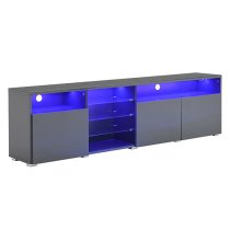 Prieto High Gloss TV Stand Sideboard In Grey With LED Lights