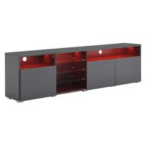 Prieto High Gloss TV Stand Sideboard In Grey With LED Lights