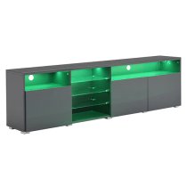 Prieto High Gloss TV Stand Sideboard In Grey With LED Lights