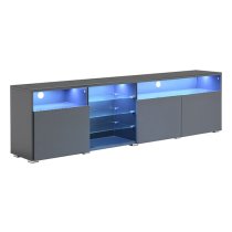 Prieto High Gloss TV Stand Sideboard In Grey With LED Lights