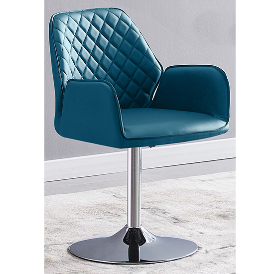 Bucketeer Faux Leather Dining Chair In Teal with Swivel Action