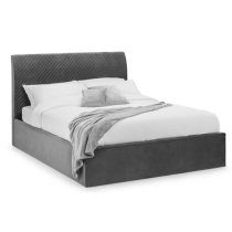 Sabine Quilted Storage Velvet Double Bed In Grey