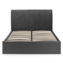 Sabine Quilted Storage Velvet Double Bed In Grey