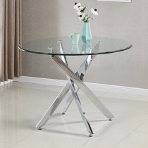 Daytona Round Glass Dining Table With 4 Chicago Grey Chairs