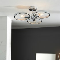 Merola 3 Lights Semi Flush Bathroom Ceiling Light In Chrome