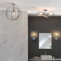 Merola 3 Lights Semi Flush Bathroom Ceiling Light In Chrome