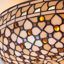 Mille Feux Tiffany Glass 2 Lights Flush Ceiling Light In Bronze